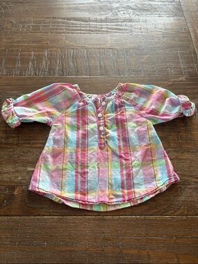 5/$10 George Colourful Plaid Cotton Blouse